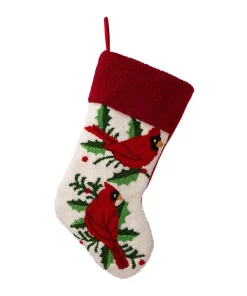 Indoor Christmas Decorations Glitzhome 21.00 In. H Polyester Cardinal Hooked Stocking