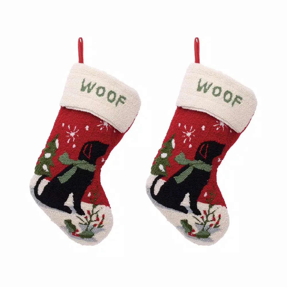 Indoor Christmas Decorations Glitzhome 20 In. Acrylic/Polyester Hooked Dog Stocking (2-Pack) 1 Indoor Christmas Decorations Glitzhome 20 In. Acrylic/Polyester Hooked Dog Stocking (2-Pack)