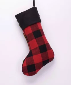 Indoor Christmas Decorations Glitzhome 19 In. Polyester/Acrylic Plaid Christmas Stocking With Rug Hooked Bear -Christmas Tree Decorations Shop glitzhome christmas stockings jk13225pfb 4f 1000