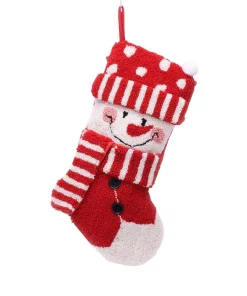 Indoor Christmas Decorations Glitzhome 20 In. Polyester/Acrylic Hooked 3D Snowman Christmas Stocking