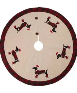 Christmas Tree Decorations Glitzhome 48 In. D Fabric Christmas Tree Skirt – Dachshund