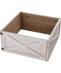 Christmas Tree Decorations Glitzhome 22.09 In. L Washed White Wooden Tree Collar (KD)