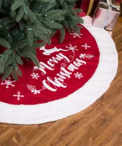 Christmas Tree Decorations Glitzhome 48 In. D Fabric Christmas Tree Skirt In Merry Christmas 15 Christmas Tree Decorations Glitzhome 48 In. D Fabric Christmas Tree Skirt In Merry Christmas -Christmas Tree Decorations Shop glitzhome christmas tree skirts collars 1113202455 31 1000