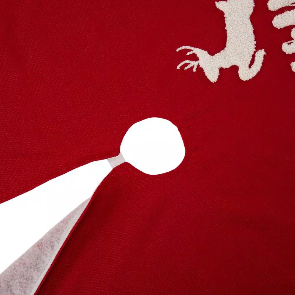 Christmas Tree Decorations Glitzhome 48 In. D Fabric Christmas Tree Skirt In Merry Christmas 2 Christmas Tree Decorations Glitzhome 48 In. D Fabric Christmas Tree Skirt In Merry Christmas - Image 2