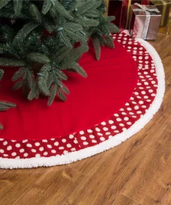 Christmas Tree Decorations Glitzhome 48 In. D Fabric Christmas Tree Skirt In Pompom -Christmas Tree Decorations Shop glitzhome christmas tree skirts collars 1113202460 31 1000