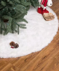 Christmas Tree Decorations Glitzhome 48 In. D White Plush Christmas Tree Skirt -Christmas Tree Decorations Shop glitzhome christmas tree skirts collars 1113202574 31 1000