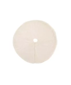 Christmas Tree Decorations Glitzhome 48 In. D White Plush Christmas Tree Skirt