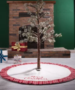 Christmas Tree Decorations Glitzhome 48 In. D White Fleece Christmas Tree Skirt – Merry Christmas -Christmas Tree Decorations Shop glitzhome christmas tree skirts collars 1113203049 31 1000
