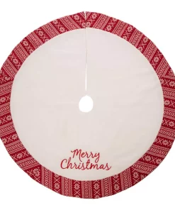 Christmas Tree Decorations Glitzhome 48 In. D White Fleece Christmas Tree Skirt – Merry Christmas