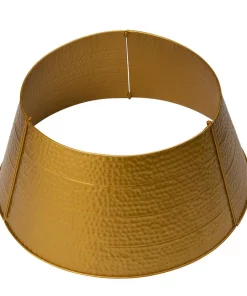Christmas Tree Decorations Glitzhome 26 In. Dia Golden Hammered Metal Tree Collar(KD)