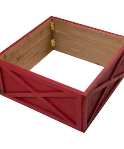 Christmas Tree Decorations Glitzhome 26 In. L Red Wooden Tree Collar(KD)