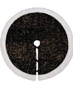 Christmas Tree Decorations Glitzhome 48 In. D Navy Blue Sequin Christmas Tree Skirt