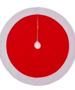 Christmas Tree Decorations Glitzhome 48 In. D Red And White Felt Christmas Tree Skirt