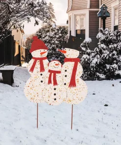 Outdoor Christmas Decorations Glitzhome 29.92 In. H Rusty Metal Snowman Family Yard Stake Or Standing Decor Or Wall Decor -Christmas Tree Decorations Shop glitzhome christmas yard decorations 1103203440 31 1000