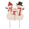 Outdoor Christmas Decorations Glitzhome 29.92 In. H Rusty Metal Snowman Family Yard Stake Or Standing Decor Or Wall Decor