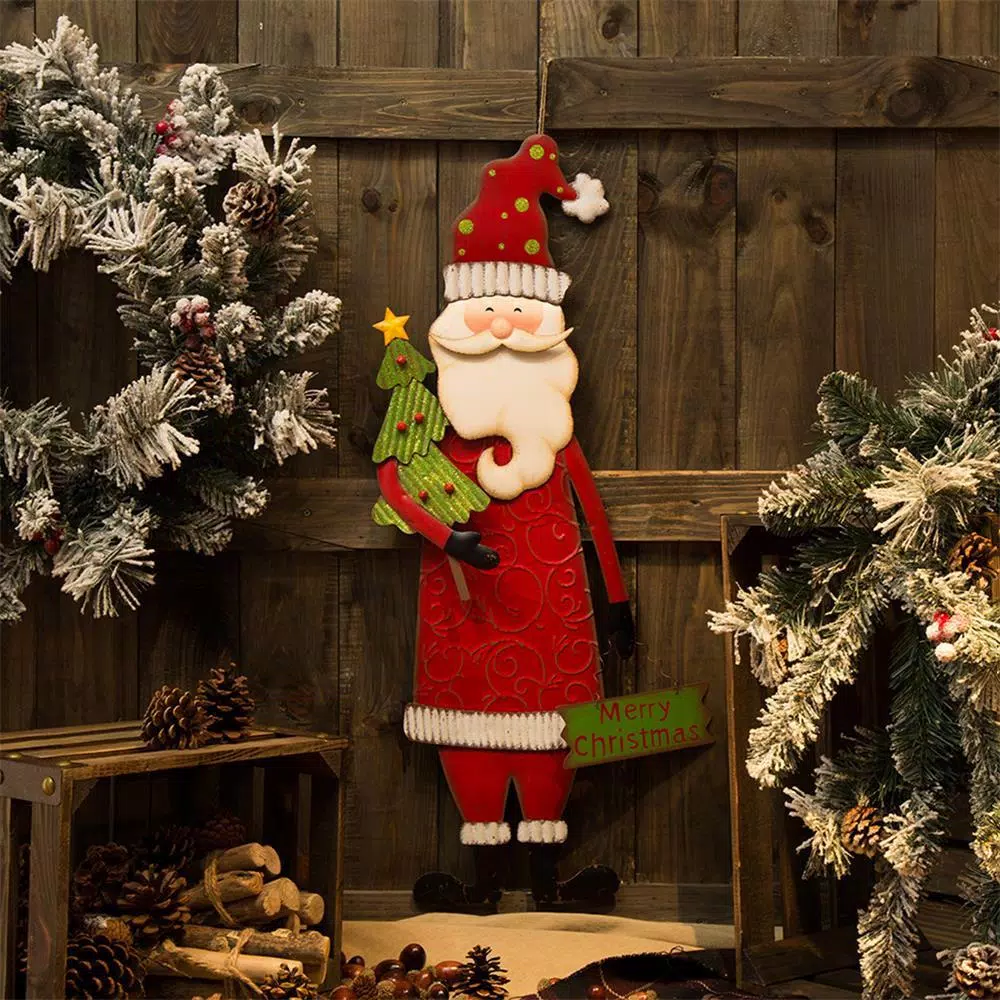 Outdoor Christmas Decorations Glitzhome 36 In. H Iron Santa Yard Stake 7 Outdoor Christmas Decorations Glitzhome 36 In. H Iron Santa Yard Stake - Image 7