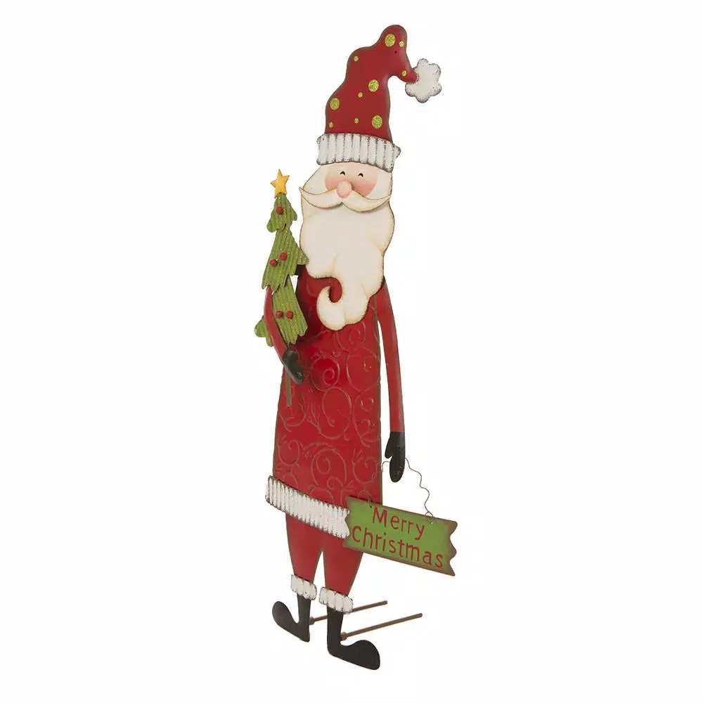 Outdoor Christmas Decorations Glitzhome 36 In. H Iron Santa Yard Stake 3 Outdoor Christmas Decorations Glitzhome 36 In. H Iron Santa Yard Stake - Image 3