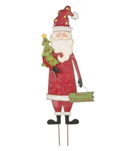 Outdoor Christmas Decorations Glitzhome 36 In. H Iron Santa Yard Stake