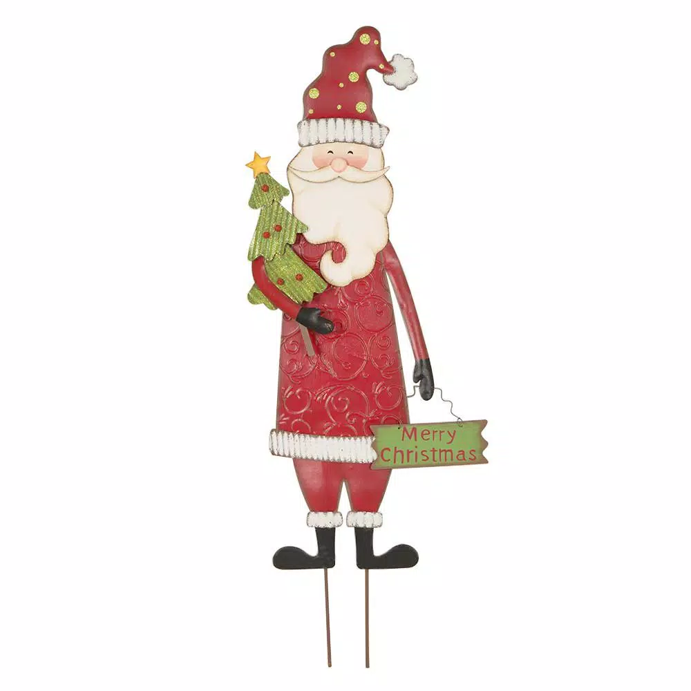Outdoor Christmas Decorations Glitzhome 36 In. H Iron Santa Yard Stake 1 Outdoor Christmas Decorations Glitzhome 36 In. H Iron Santa Yard Stake