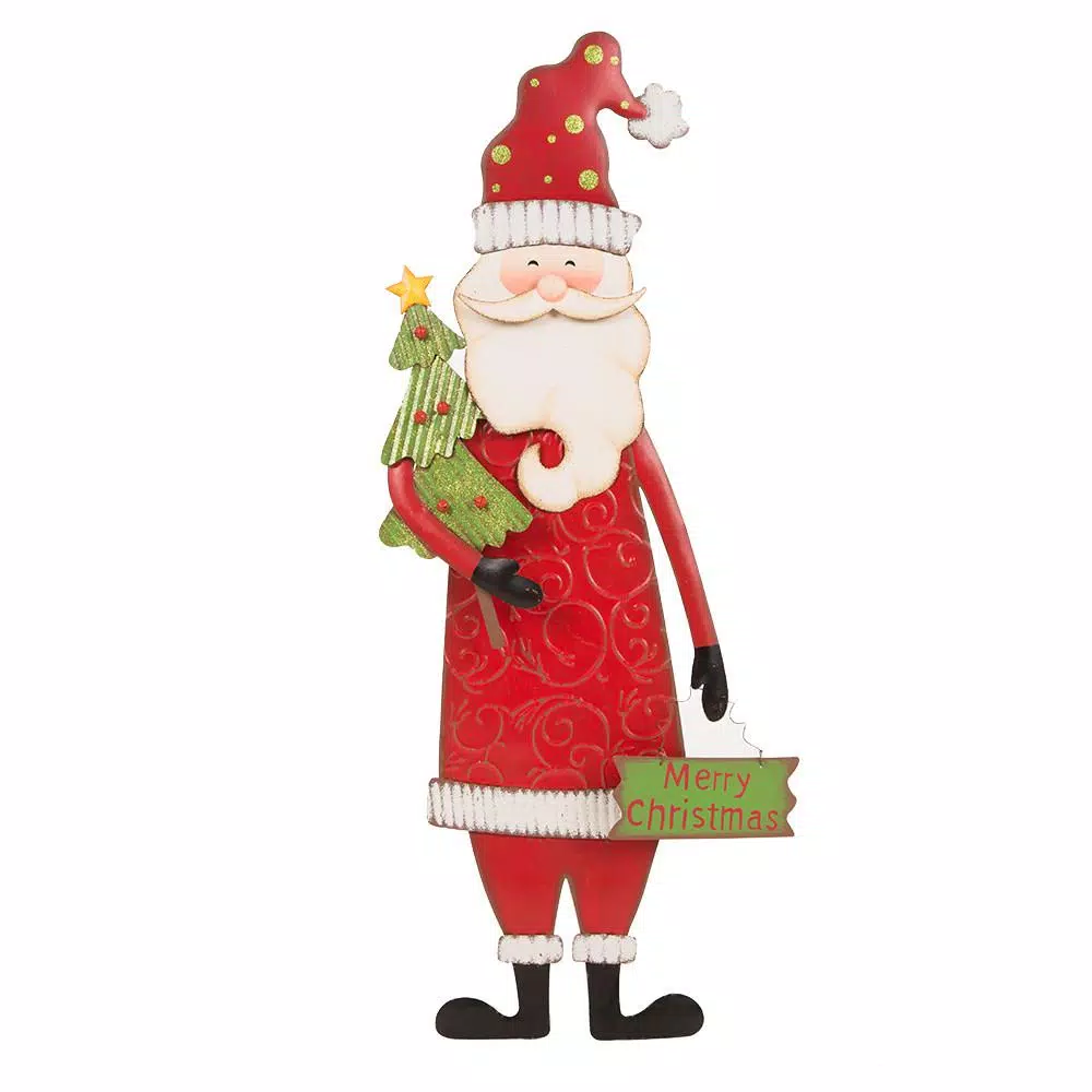 Outdoor Christmas Decorations Glitzhome 36 In. H Iron Santa Yard Stake 2 Outdoor Christmas Decorations Glitzhome 36 In. H Iron Santa Yard Stake - Image 2