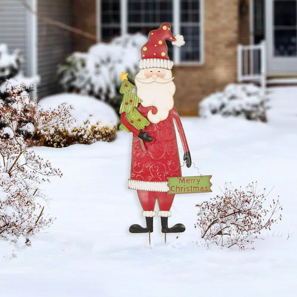Outdoor Christmas Decorations Glitzhome 36 In. H Iron Santa Yard Stake 6 Outdoor Christmas Decorations Glitzhome 36 In. H Iron Santa Yard Stake - Image 6