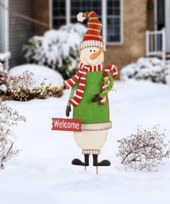 Outdoor Christmas Decorations Glitzhome 3 Ft. Metal Snowman Yard Stake Or Standing Decor Or Wall Decor (KD, 3-Function) -Christmas Tree Decorations Shop glitzhome christmas yard decorations gh1106003478 31 1000