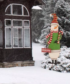 Outdoor Christmas Decorations Glitzhome 3 Ft. Metal Snowman Yard Stake Or Standing Decor Or Wall Decor (KD, 3-Function) -Christmas Tree Decorations Shop glitzhome christmas yard decorations gh1106003478 d4 1000