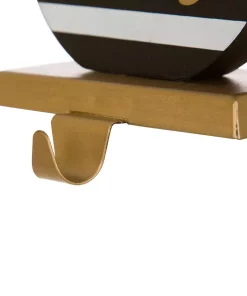 Indoor Christmas Decorations Glitzhome 6.89 In. H Wooden/Metal Striped Ornament Stocking Holder -Christmas Tree Decorations Shop glitzhome stocking holders 1124004097 1f 1000