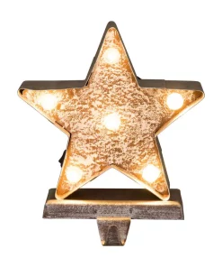 Indoor Christmas Decorations Glitzhome 7.5 In. H Marquee LED Lighted Christmas Stocking Holder Star