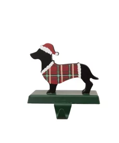 Indoor Christmas Decorations Glitzhome 5.92 In. H Wooden/Metal Dachhound Stocking Holder