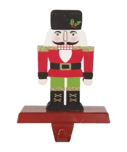 Indoor Christmas Decorations Glitzhome 7.00 In. H Wooden/Metal Nutcracker Stocking Holder
