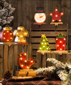 Indoor Christmas Decorations Glitzhome 4.92 In. L X 3.54 In. W X 7.48 In. H Marquee LED Tree And Gift Box Stocking Holder Set Of 2 -Christmas Tree Decorations Shop glitzhome stocking holders 2005000010 31 1000