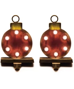 Indoor Christmas Decorations Glitzhome 2-Pack Marquee LED Ornament Stocking Holder
