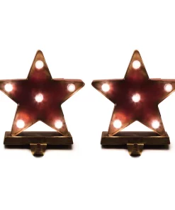 Indoor Christmas Decorations Glitzhome 2-Pack Marquee LED Star Stocking Holder