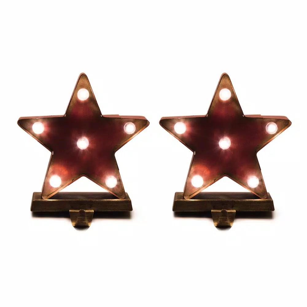 Indoor Christmas Decorations Glitzhome 2-Pack Marquee LED Star Stocking Holder 1 Indoor Christmas Decorations Glitzhome 2-Pack Marquee LED Star Stocking Holder