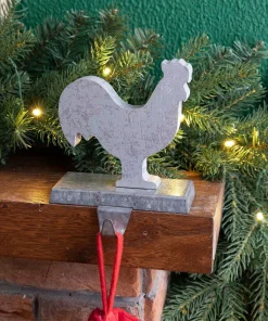 Indoor Christmas Decorations Glitzhome 6.1 In. L Galvanized Metal Cock Stocking Holder -Christmas Tree Decorations Shop glitzhome stocking holders 2005000019 31 1000