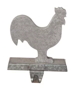 Indoor Christmas Decorations Glitzhome 6.1 In. L Galvanized Metal Cock Stocking Holder