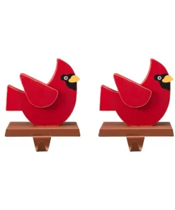 Indoor Christmas Decorations Glitzhome Wooden/Metal Cardinal Stocking Holder (2-Pack)