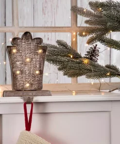 Indoor Christmas Decorations Glitzhome 7.50 In. H Marquee LED Wooden/Metal Giftbox Stocking Holder -Christmas Tree Decorations Shop glitzhome stocking holders gh1124202578 31 1000