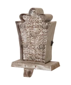 Indoor Christmas Decorations Glitzhome 7.50 In. H Marquee LED Wooden/Metal Giftbox Stocking Holder -Christmas Tree Decorations Shop glitzhome stocking holders gh1124202578 76 1000