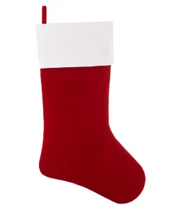 Indoor Christmas Decorations Haute Decor HangRight 18.7 In. Red And White Polyester Deluxe Stocking