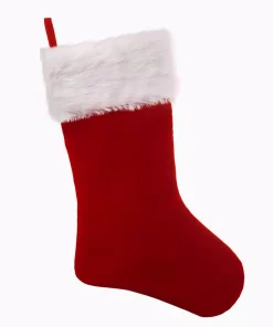 Indoor Christmas Decorations Haute Decor HangRight 18.7 In. Red And White Polyester Premium Stocking