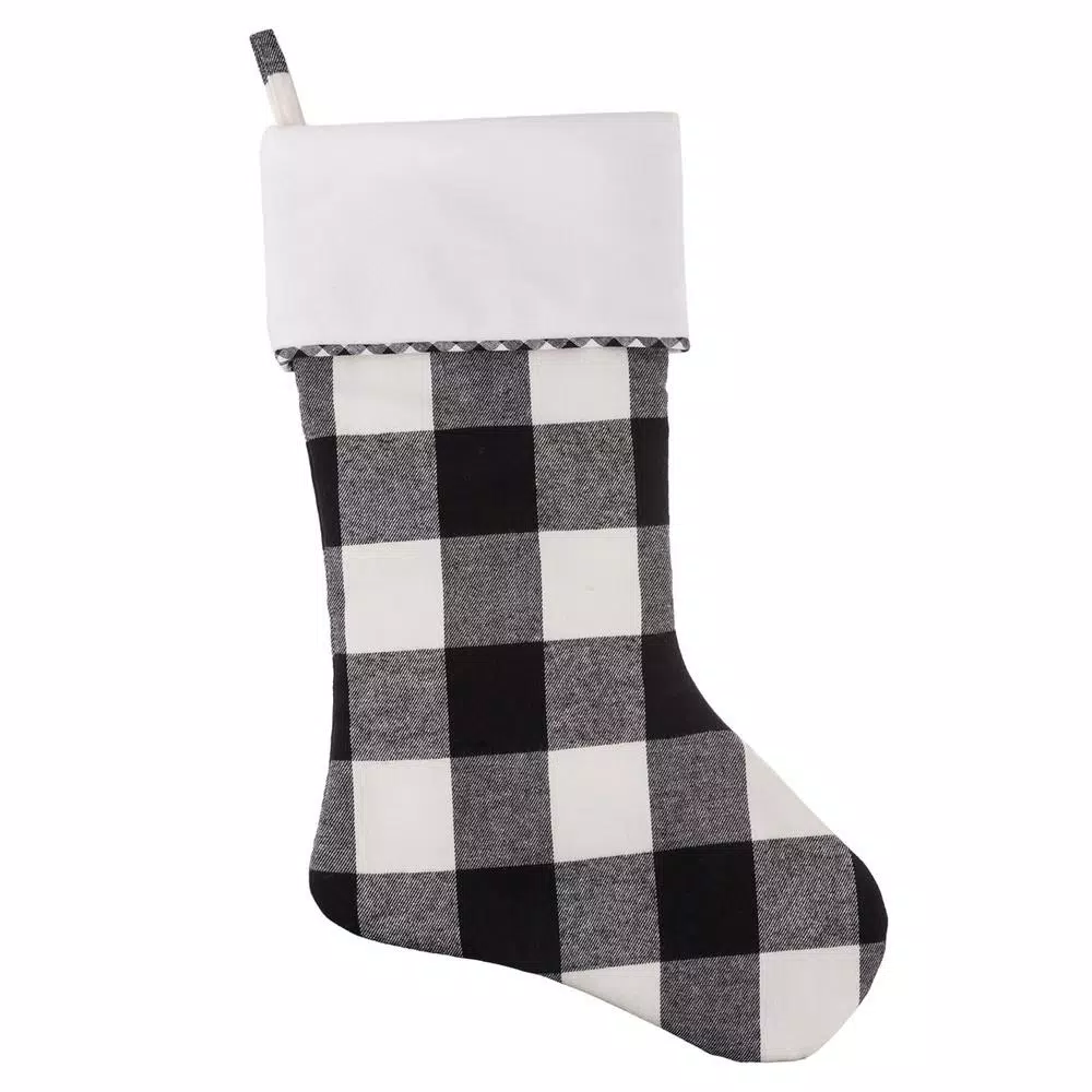 Indoor Christmas Decorations Haute Decor HangRight 18.7 In. Black And White Polyester Buffalo Check Stocking (2-Pack) 1 Indoor Christmas Decorations Haute Decor HangRight 18.7 In. Black And White Polyester Buffalo Check Stocking (2-Pack)