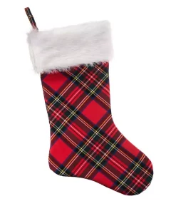 Indoor Christmas Decorations Haute Decor HangRight 18.7 In. Polyester Plaid Stocking (4-Pack)