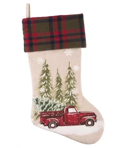 Indoor Christmas Decorations Haute Decor HangRight 18.7 In. Polyester Nostalgia Stocking (4-Pack)