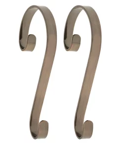 Indoor Christmas Decorations Haute Decor Oil-Rubbed Bronze Stocking Scrolls Stocking Holders (2-Pack)