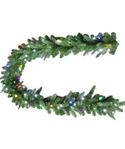 Christmas Greenery Home Accents Holiday 9 Ft. Royal Grand Spruce Artificial Garland With Cool White And Multi Lights