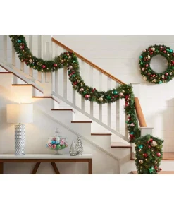 Christmas Greenery Home Accents Holiday 9 Ft. Fantasleigh Battery Operated Pre-Lit LED Artificial Christmas Garland -Christmas Tree Decorations Shop home accents holiday christmas garland chzh1762030h2 40 1000