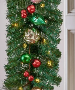 Christmas Greenery Home Accents Holiday 9 Ft. Fantasleigh Battery Operated Pre-Lit LED Artificial Christmas Garland -Christmas Tree Decorations Shop home accents holiday christmas garland chzh1762030h2 66 1000