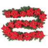 Christmas Greenery Home Accents Holiday 9 Ft. Berry Bliss Battery Operated Pre-Lit LED Artificial Christmas Garland With Poinsettia